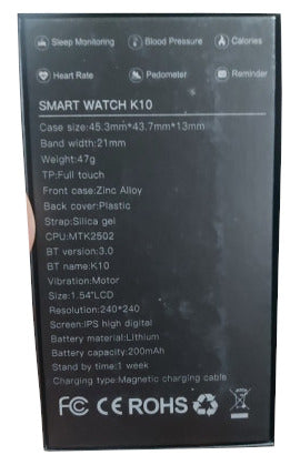 K10 Single SIM Smart Watch with Calling Function