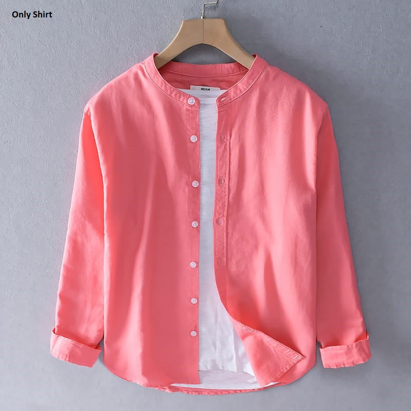 3 pcs Combo Men's Ban Collar Cotton Shirt-