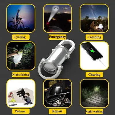 7 Modes High Power LED & COB Keychain Flashlight – KD088 Portable Mini Tactical Work Light with Type-C Charging, Long-Lasting Battery & Red-Blue Flash