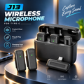 J13 Wireless Lavalier Microphone with Charging Case (Type-C) – Plug & Play, 3-Step Noise Cancellation, 20M Range, Clear Timbre Audio for Vlogging, Podcasting & Interviews