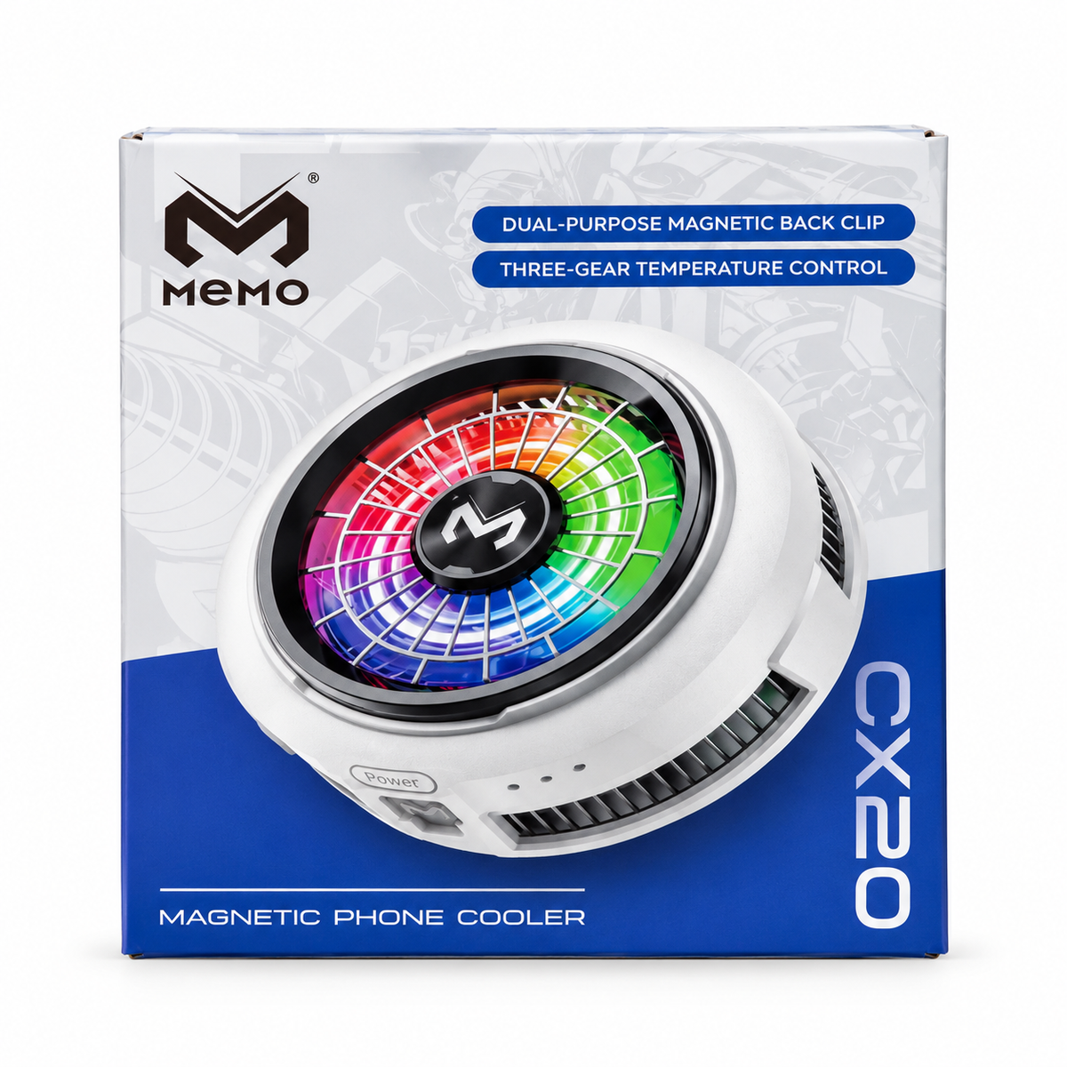 MEMO CX20 RGB Magnetic Phone Cooler – 3-Gear Temperature Control, Advanced Semiconductor Refrigeration, Dual-Purpose Magnetic & Back Clip, Low Noise Fan for Smooth Mobile Gaming