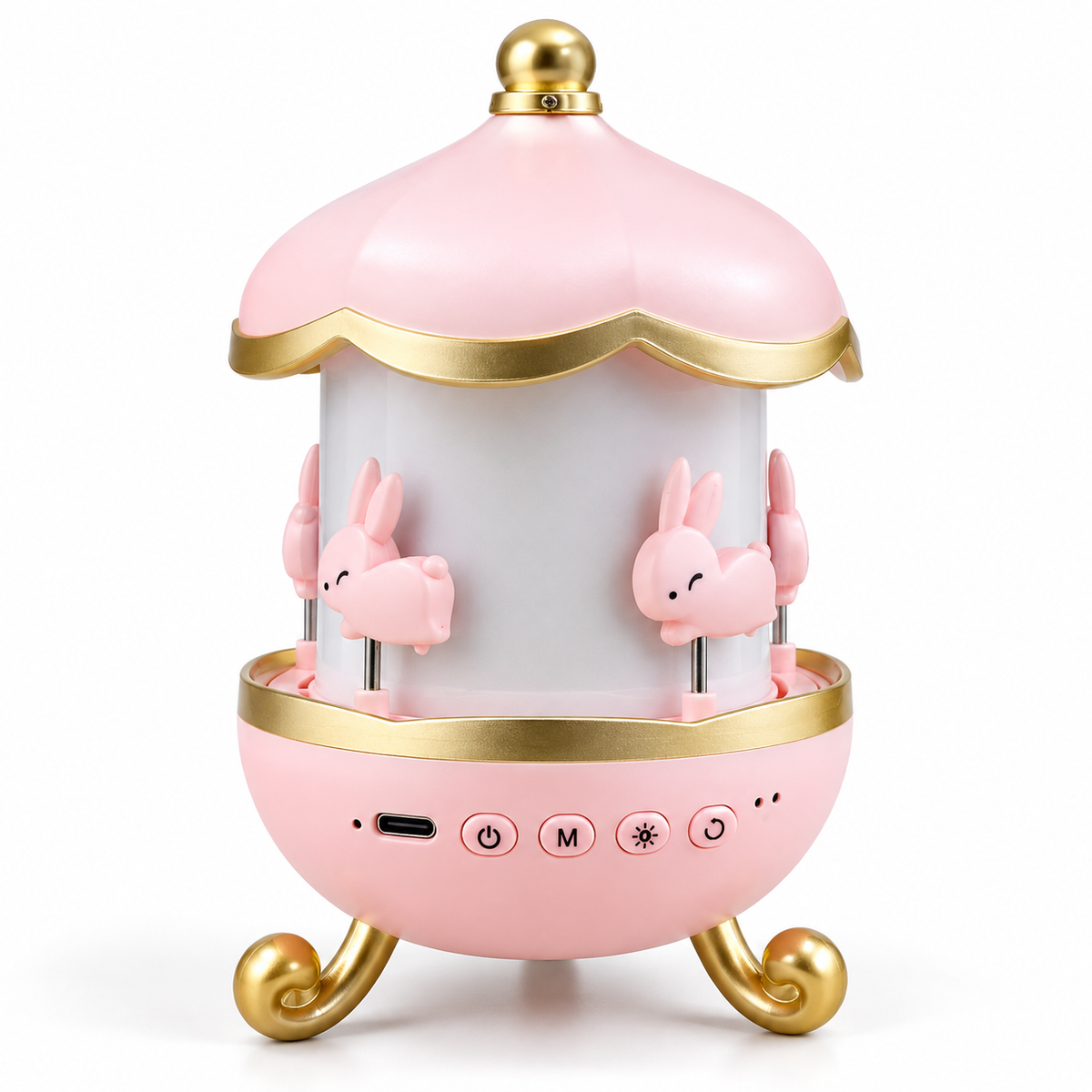 Bunny Carousel Night Light Projector – Rotating LED Star & Galaxy Projection Lamp with 6 Themes, 5 Color Patterns & Adjustable Brightness for Kids Room & Nursery Decor