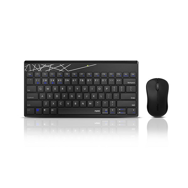 Rapoo 8000S Wireless Keyboard and Mouse Combo (Black) – 2.4GHz Stable Wireless, Spill-Resistant Design, 1000 DPI Optical Mouse, Long Battery Life & 2-Year Warranty
