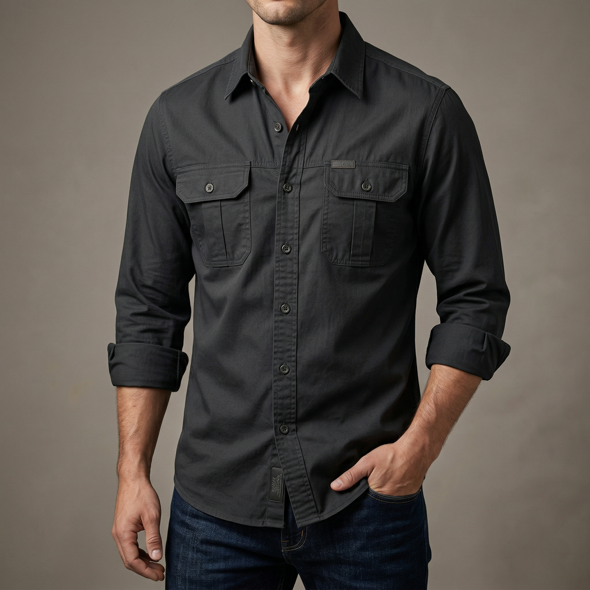 Full sleeves double pocket panel Shirt