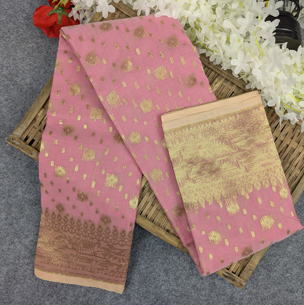 Half Silk Jamdani Saree (Black, Green, Pink,  Lavender, Maroon )