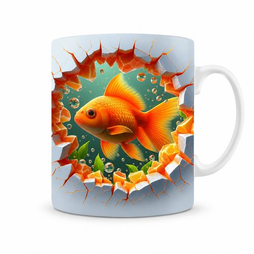 3D Goldfish Mug – Premium Ceramic Coffee Mug with Wraparound Aquatic Goldfish Design, Microwave & Dishwasher Safe