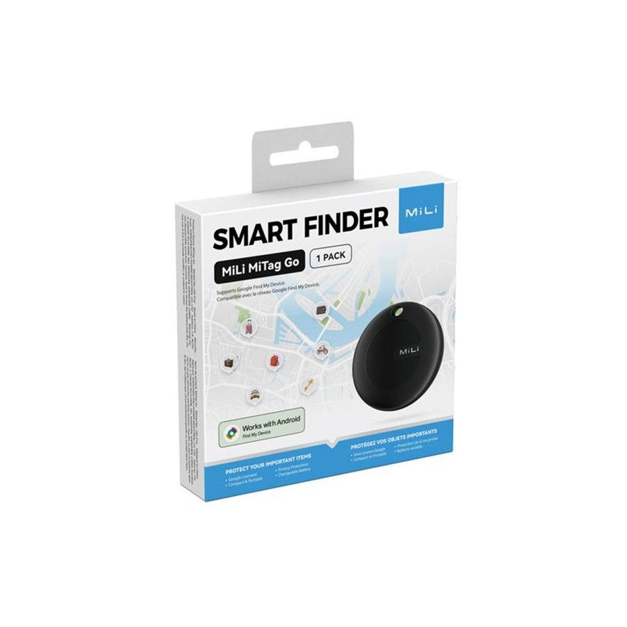 MiLi MiTag Smart Bluetooth Tracker & Item Finder – Dual iOS Apple Find My & Android Google Find My Device Support, Real-Time Location, Loud Ringer, IP67 Waterproof & 1-Year CR2032 Battery