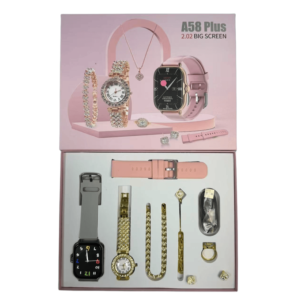 A58 Plus Smartwatch Gift Set For Girls ( 8 in 1)