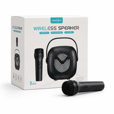 GREATNICE Portable Wireless Bluetooth Speaker with Mic – 3-Inch Big Sound Speaker, USB, SD Card, FM Radio & Karaoke Support with Stylish Lighting