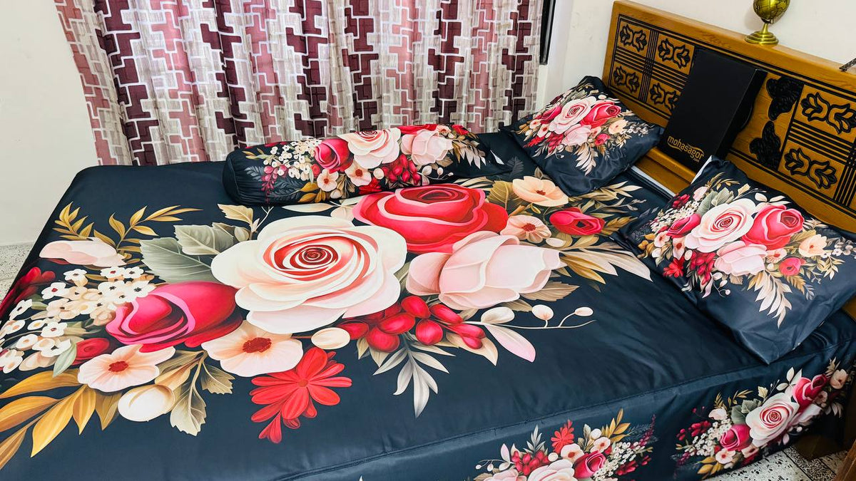 China Premium 3D Design Bed Sheet(red)