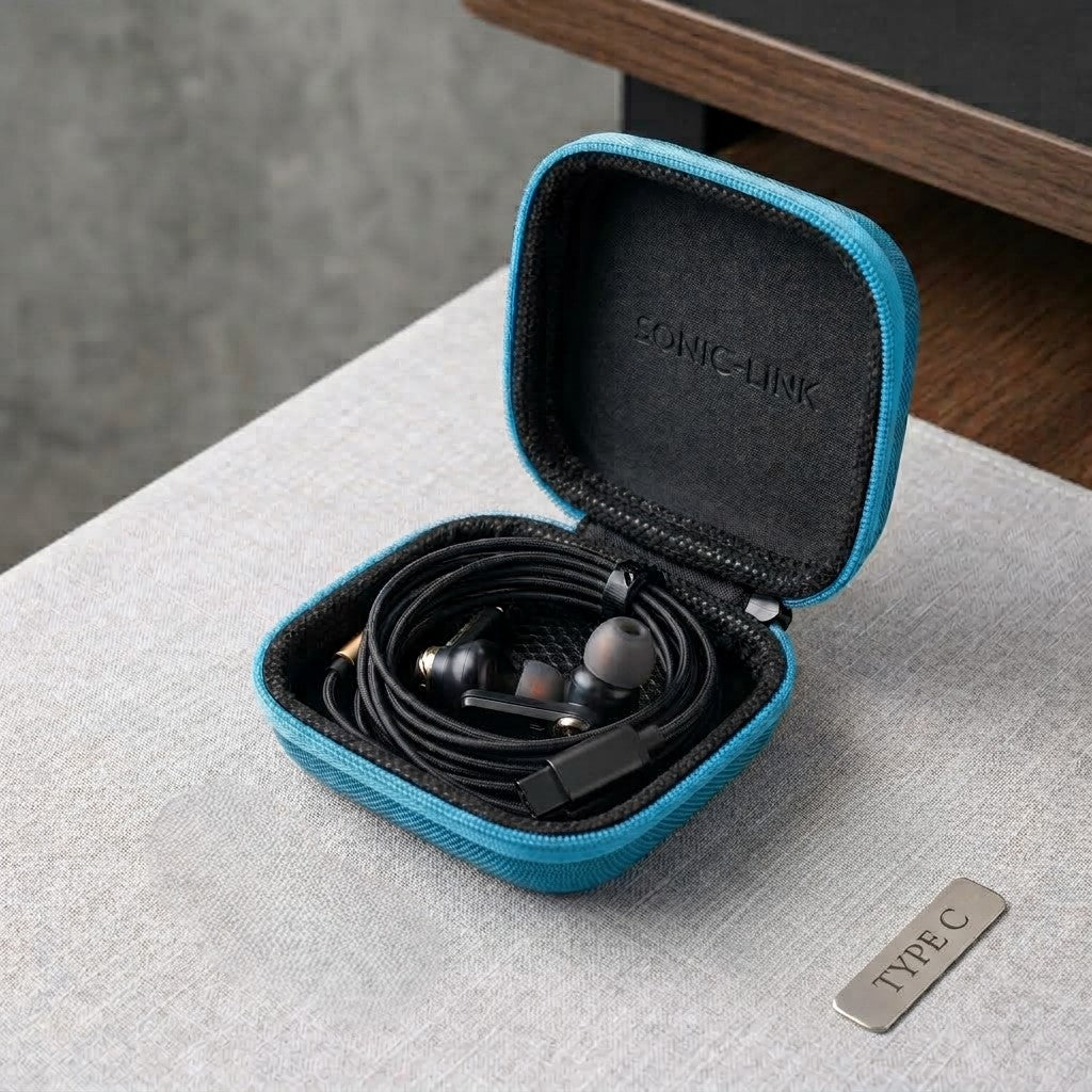 ONE TECH Type-C Wired In-Ear Earphones with Carrying Case
