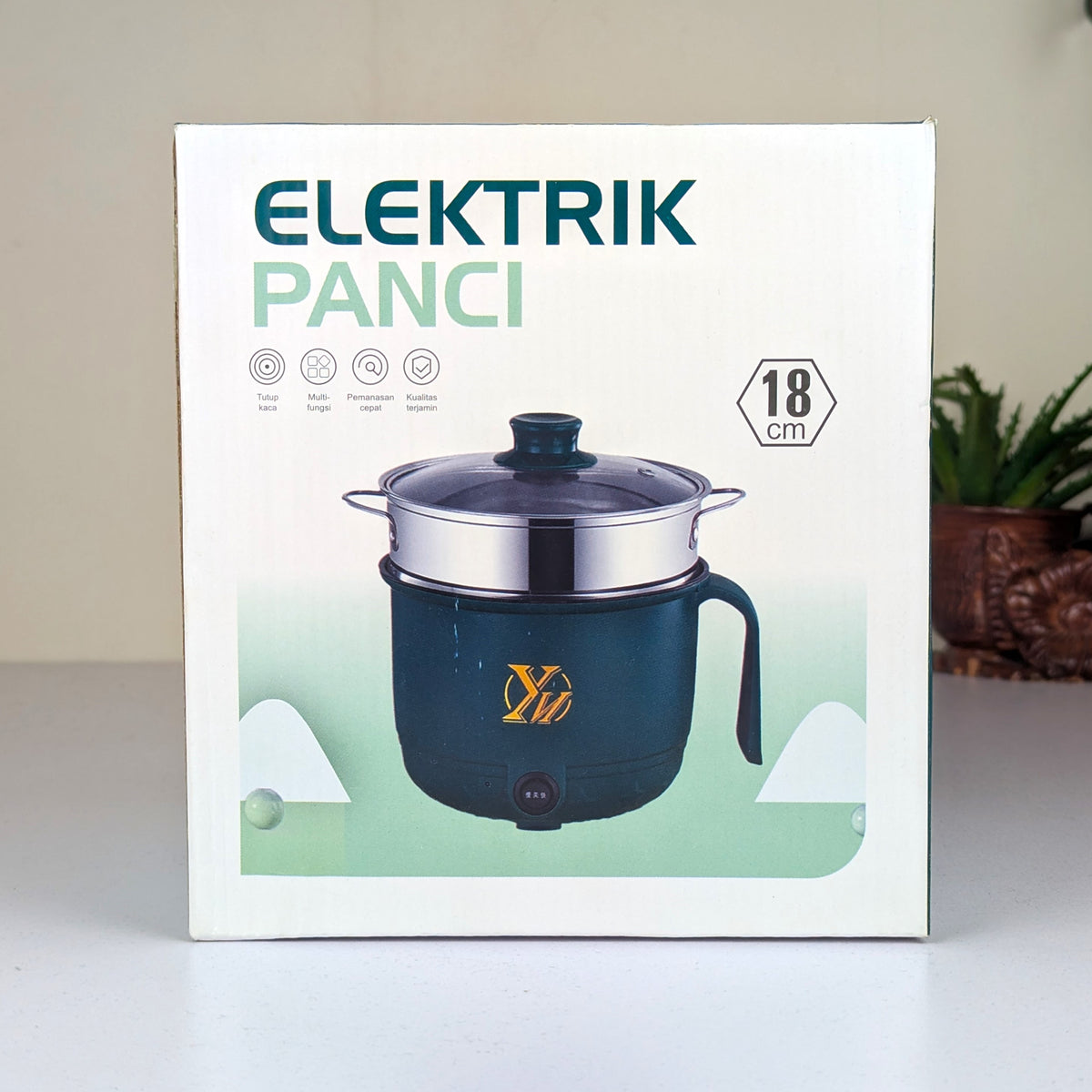 Electric Panci Mini Non-Stick Cooking Pot – 600W Multi-Functional Electric Cooker with Glass Lid & Steamer for Hostel, Bachelor & Small Kitchens