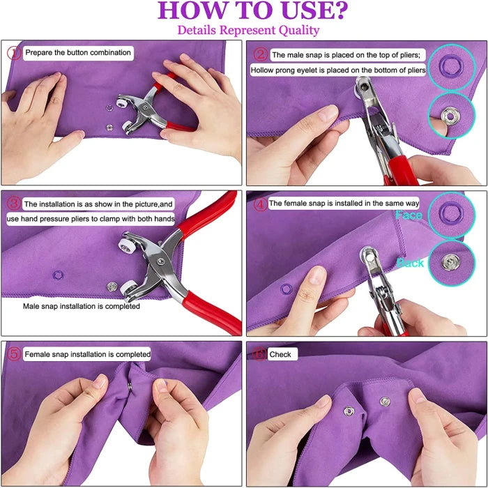 Hand Pressure Pliers For Prong Snap Button (FREE 100 BUTTON)