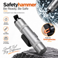 2-in-1 Car Emergency Safety Hammer – Spring-Loaded Tungsten Steel Window Glass Breaker & Concealed Seat Belt Cutter with 3M Mountable Base