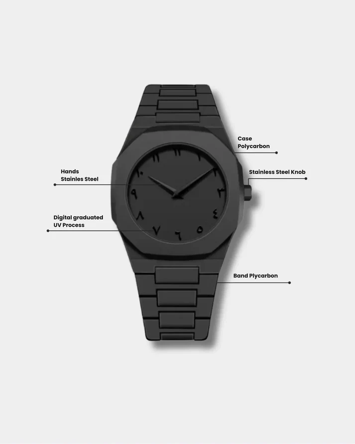 D1 Milano Polycarbon Arabic Watch – Black