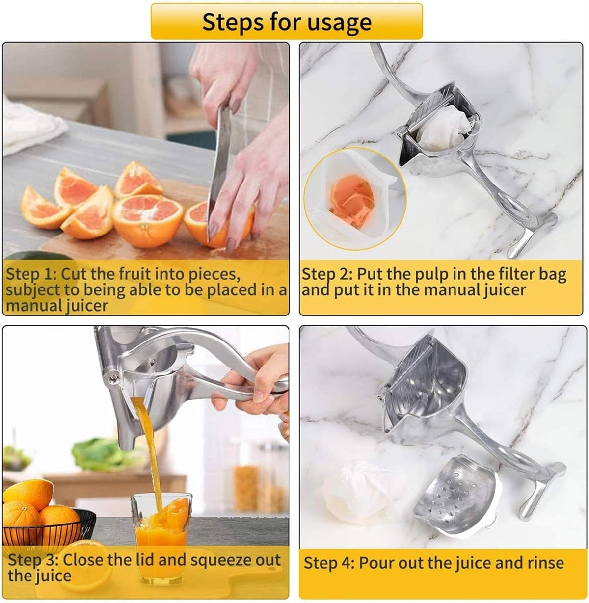 Aluminium Steel Heavy Duty Handhold Press Fruit Juicer, Fruit Manual & Instant juicer