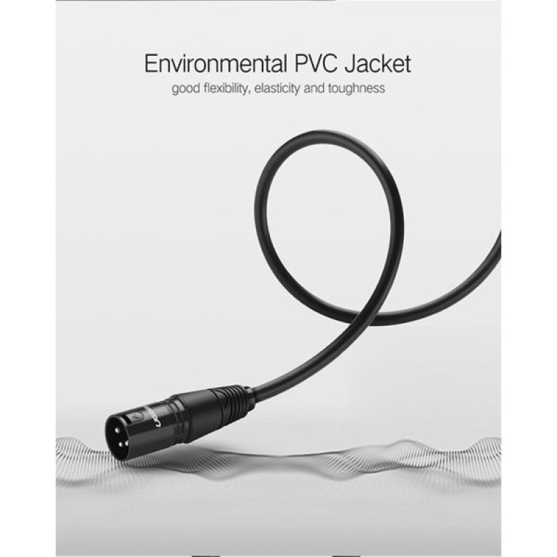 UGREEN AV130 (20714) XLR Male to Female Extension Cable (10M) – Oxygen-Free Copper, Gold-Plated Connectors, High Fidelity Balanced Audio Cord for Microphones & Studio Equipment