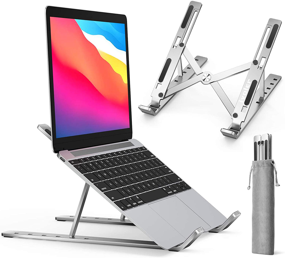 Aluminum Alloy Adjustable Foldable Laptop Stand – Portable Ergonomic Notebook Riser, 7-Level Height Adjustment, Heavy Duty 20kg Load Capacity & Universal Compatibility for All Laptops