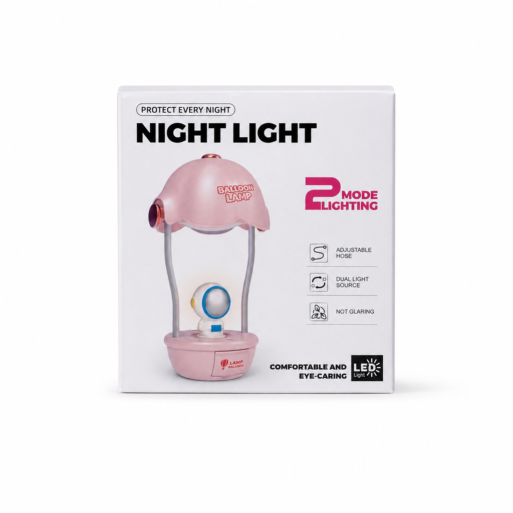 3 in 1 Mini Hot Air Balloon Night Light Desk Lamp with Pencil Sharpener – Cute Kids Study Table Decor & Showpiece